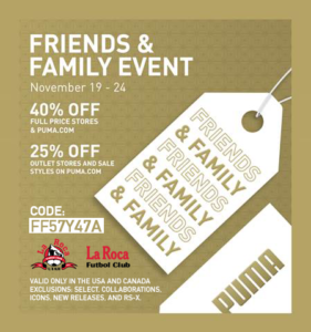 puma friends and family discount